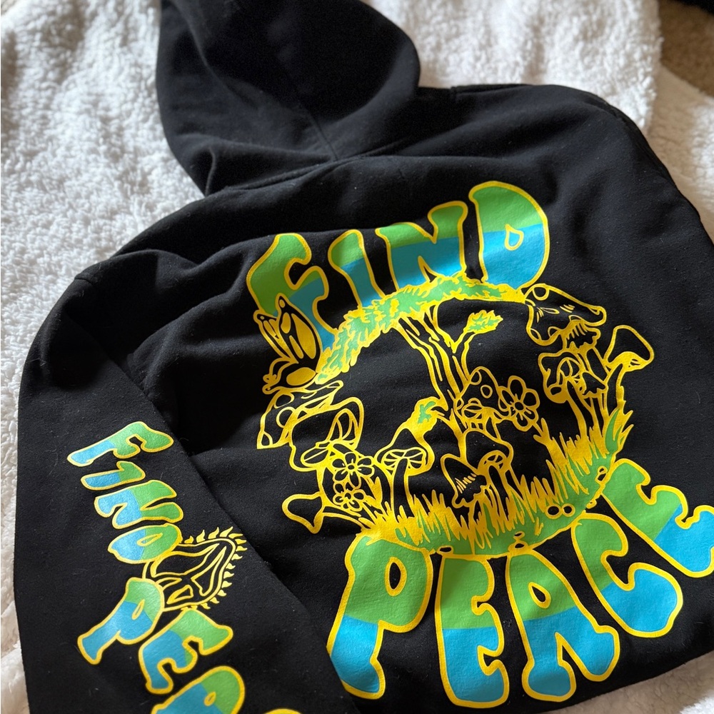 Black Hoodie with 'Find Peace' Graphic
